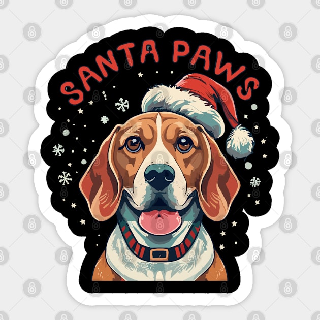 Cute beagle dog with Christmas hat, Santa Paws text Sticker by Style Troop